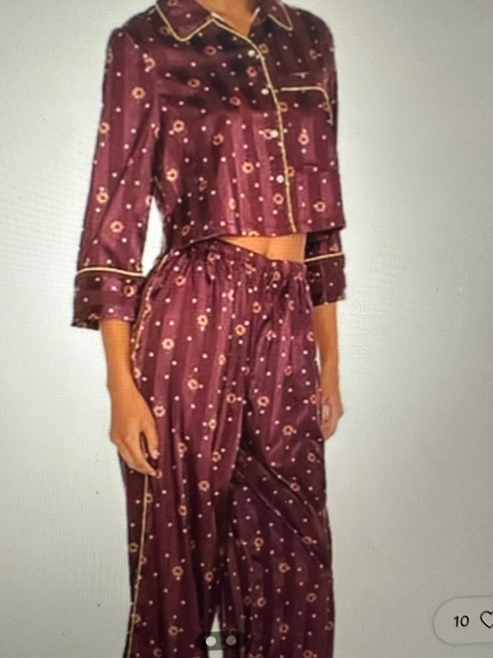 FREE PEOPLE PAJAMA PARTY FLORAL WINE PAJAMA SET